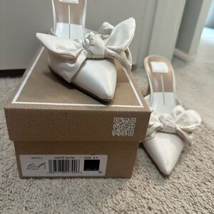 White Satin Bow Heels